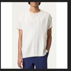 NWT Fila Baseline Cable Knit Vest Jumper Men’s L Retro White Preppy Tennis $130